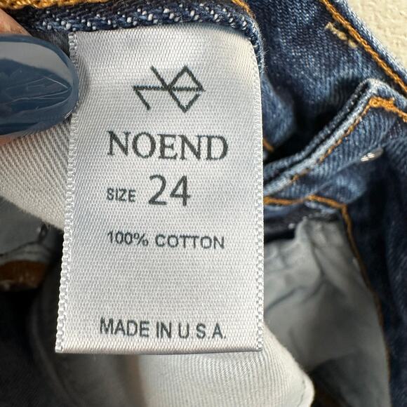 NOEND Denim Women’s Kick Flare Cropped Jeans High Rise Raw Hem Size 24 USA Boho - Picture 12 of 14
